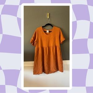 Serra - 100% Cotton Burnt Orange Dress